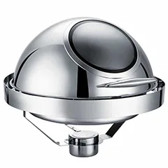 Epinox CDG-6C Chafing Dish, Roll Top Yuvarlak Kapak, Gömme Camlı, 6 lt