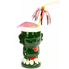Groovy Ceramic Tiki Mug, 8,5x16,5 cm, 410 cc, Yeşil