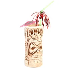 Groovy Ceramic Tiki Mug, 8x17 cm, 380 cc, Kahverengi