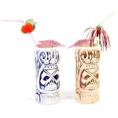 Groovy Ceramic Tiki Mug, 8x17 cm, 380 cc, Mavi