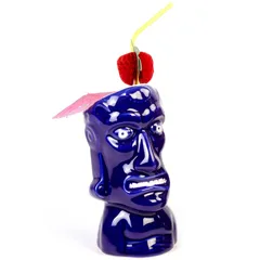 Groovy Ceramic Tiki Mug, 8x17,5 cm, 350 cc, Mavi