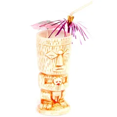 Groovy Ceramic Tiki Mug, 8x18,5 cm, 310 cc, Turuncu