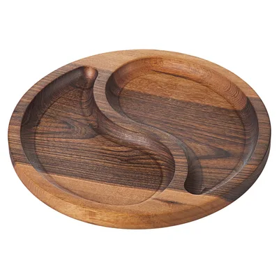Groovy Ceviz Yuvarlak Bölmeli Sunum Tahtası, 25 cm