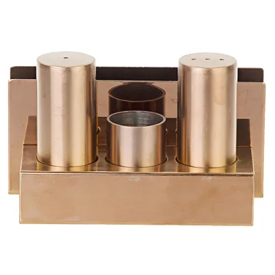 Groovy GRV-103 Peçetelikli Çelik Tuzluk Takımı, Bakır
