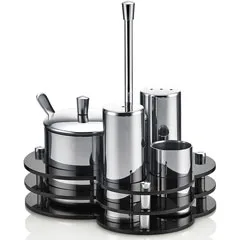 Groovy GRV- 32 4'lü Tuzluk Baharatlık Takımı, Pleksi Standlı, Parlak
