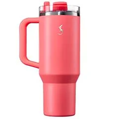 Lurch 240876 Big Cup Paslanmaz Çelik Termos, Çift Cidarlı, Sızdırmaz, Uzatılabilir Piteli, 1,2 Litre, Mercan Pembesi
