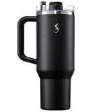 Lurch 240978 Big Cup Paslanmaz Çelik Termos, Çift Cidarlı, Sızdırmaz, Uzatılabilir Piteli, 1,2 Litre, Mat Siyah - Görsel 1