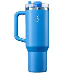 Lurch 240979 Big Cup Paslanmaz Çelik Termos, Çift Cidarlı, Sızdırmaz, Uzatılabilir Piteli, 1,2 Litre, Okaynus Mavisi