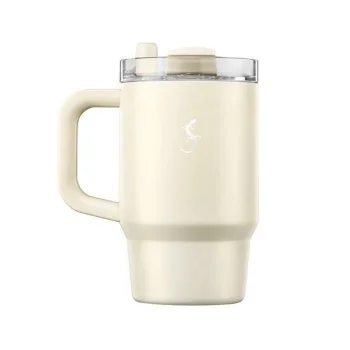 Lurch 270976 Big Cup, Paslanmaz Çelik Termos, Uzatılabilir Pipetli, Çift Cidarlı, Sızdırmaz, 0.8 L, Fil Dişi