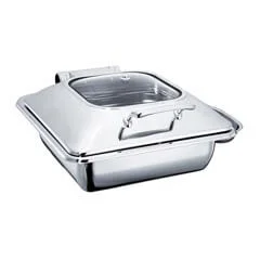 Öztiryakiler Chafing Dish, Dikdörtgen, Cam Kapaklı, Ayaksız, 9 L, Gn 1/1