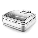 Öztiryakiler Chafing Dish, Dikdörtgen,Cam Kapaklı, Kızaklı, Isıtıcısız, Gn 2/3, 5,5 Litre - Görsel 1