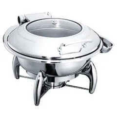 Öztiryakiler Chafing Dish, Yuvarlak, Cam Kapaklı, Ayaklı, 6 L, Gn 2/3