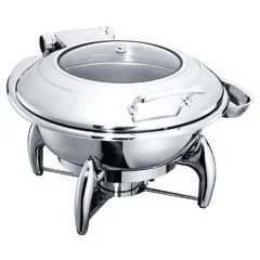 Öztiryakiler Chafing Dish, Yuvarlak, Cam Kapaklı, Ayaklı, 6 L, Gn 2/3