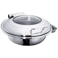 Öztiryakiler Chafing Dish, Yuvarlak, Cam Kapaklı, Ayaksız, 6 L, Gn 2/3