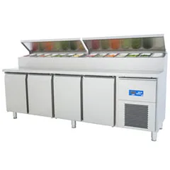 Öztiryakiler Dört Inox Kapılı Buzdolabı Pizza Hazırlık Tablalı, Tag 470 Ntv, 240x70 cm