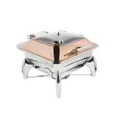 Öztiryakiler Kare Cam Kapaklı Bakır Chafing Dish, Ayaklı, Gn 2/3, 6 lt