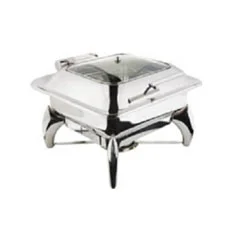 Öztiryakiler Kare Cam Kapaklı Chafing Dish, Ayaklı, Gn 2/3, 6 lt