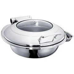 Öztiryakiler Yuvarlak Cam Kapaklı Chafing Dish, Ayaksız, 2/3 Gn