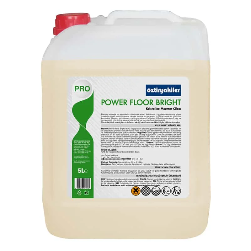 Parfümlü Power Floor Bright Kristalize Mermer ve Doğal Taş Cilası, 5 lt