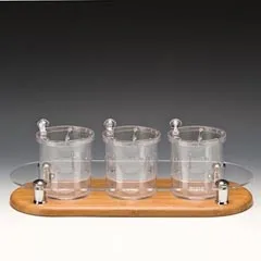 Zicco Polikarbon Sosluk Reçellik Baharatlık, Ahşap Altlı, 3'lü, 48x19x17 cm