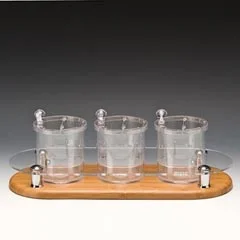 Zicco Polikarbon Sosluk Reçellik Baharatlık, Ahşap Altlı, 3'lü, 48x19x17 cm