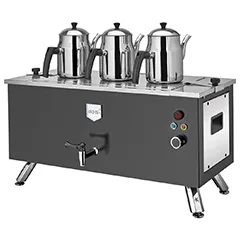 Remta EP03(L) Çift Cidarlı Çay Makinesi, Elektrikli, 3 Demlikli, 31 Litre Kapasiteli, Siyah