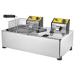 Remta R102 Elektrikli Fritöz, Çiftli, Kapaklı, 8+8 Litre Kapasiteli, 25x25x12 cm Sepet Ölçülü