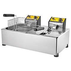 Remta R102 Elektrikli Fritöz, Çiftli, Kapaklı, 8+8 Litre Kapasiteli, 25x25x12 cm Sepet Ölçülü