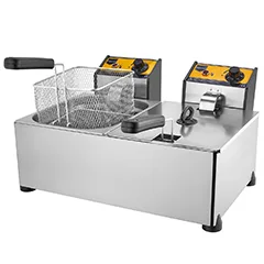 Remta R93 Elektrikli Fritöz, Çiftli, Kapaklı, 5+5 Litre Kapasiteli, 19x22x12 cm Sepet Ölçülü