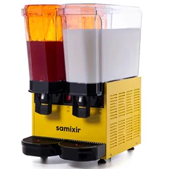 Samixir 40.SMY Klasik Twin Soğuk İçecek Dispenseri, 20+20 Lt, Karıştırıcılı ve Fıskiyeli, Sarı