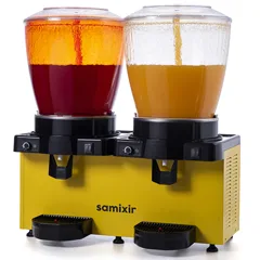 Samixir SS44 Panoramik Twin Soğuk İçecek Dispenseri, 22+22 Lt, Çift Fıskiyeli, Sarı