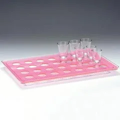 Zicco Shot Servis Standı, Polikarbon Tepsili, Dikdörtgen, 28'li, 44x28 cm, Pembe