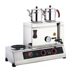 Silverinox 2 Demlikli Çay Kazanı, Çift Taban, Ekonomik, Elektrikli, 40'lık