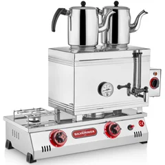 Silverinox Demlikli Çay Kazanı Çift Taban Kaynaklı Elektrikli+doğalgazlı 'lık