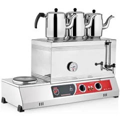 Silverinox 3 Demlikli Çay Kazanı, Çift Taban, Ekonomik, Elektrikli, 60'lık