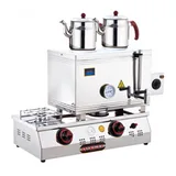 Silverinox Demlikli Çay Kazanı Çift Taban Ekonomik Elektrikli+lpg'li 'lık - Görsel 1