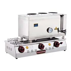 Silverinox 3 Demlikli Çay Kazanı, Çift Taban, Ekonomik, LPG'li, 60'lık