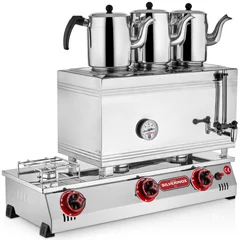 Silverinox Demlikli Çay Kazanı Çift Taban Kaynaklı Doğalgazlı 'lık
