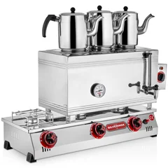Silverinox Demlikli Çay Kazanı Çift Taban Kaynaklı Elektrikli+doğalgazlı 'lık