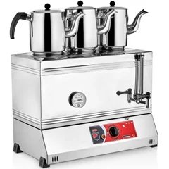 Silverinox 3 Demlikli Çay Kazanı, Pleytsiz, Ekonomik, Elektrikli, 60'lık