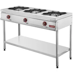 Silverinox Taban Raflı Midi Ocak, 3 Gözlü, Doğalgazlı
