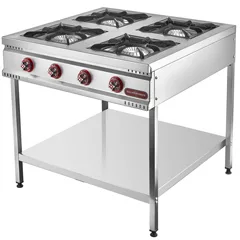 Silverinox Taban Raflı Midi Ocak, 4 Gözlü, Doğalgazlı