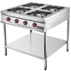 Silverinox Taban Raflı Midi Ocak, 4 Gözlü, Doğalgazlı
