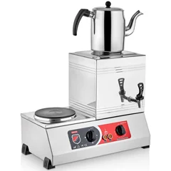 Silverinox Tek Demlikli Çay Kazanı, Çift Taban, Ekonomik, Elektrikli, 15'lik