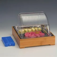 Zicco Soğutuculu Teşhir Standı, Ahşap Altlı, Polikarbon Roll Top Kapaklı, 30x36x25 cm
