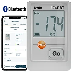 Testo 174T BT Akıllı Sıcaklık Kayıt Datalogger Cihazı, Beyaz