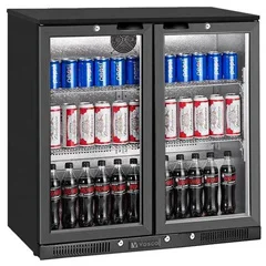 Vosco 2 Kapılı Bar Arkası Şişe Soğutucu, 90x50,5x85 cm, Siyah