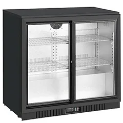 Vosco 2 Kapılı Bar Arkası Şişe Soğutucu, Sürgü Kapılı, 90x50,5x85 cm, Siyah