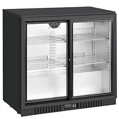 Vosco 2 Kapılı Bar Arkası Şişe Soğutucu, Sürgü Kapılı, 90x50,5x85 cm, Siyah