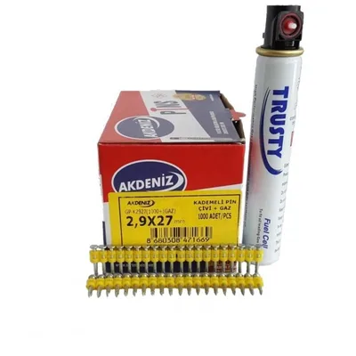 AKDENİZ Gazlı Beton Çivi Çakma Makina için Yedek Çivi 2.9 x 27 mm